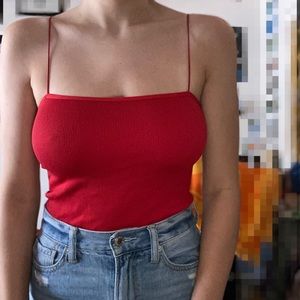 Red spaghetti strap Bodysuit